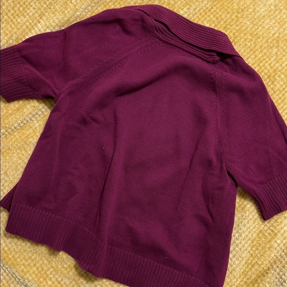 Maroon Short Sleeve Cardigan - Picture 5 of 5